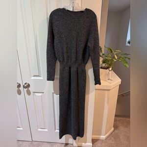 Commense Charcoal Gray Long-Sleeve Knit Maxi Dress